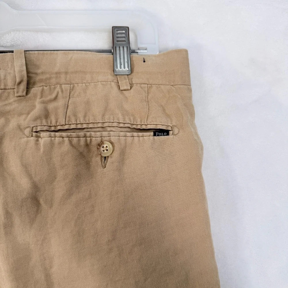 Polo Ralph Lauren Chino Pants Mens 34x30 (34x27) Beige Linen Silk Classic Fit